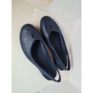 Crocs Navy Blue Slip On Flats Womens Comfort Shoes Sling Back Rubber Womens 11